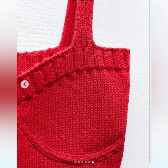 ZARA RED KNIT CROP TOP Size Extra Large XL - Picture 5 of 8